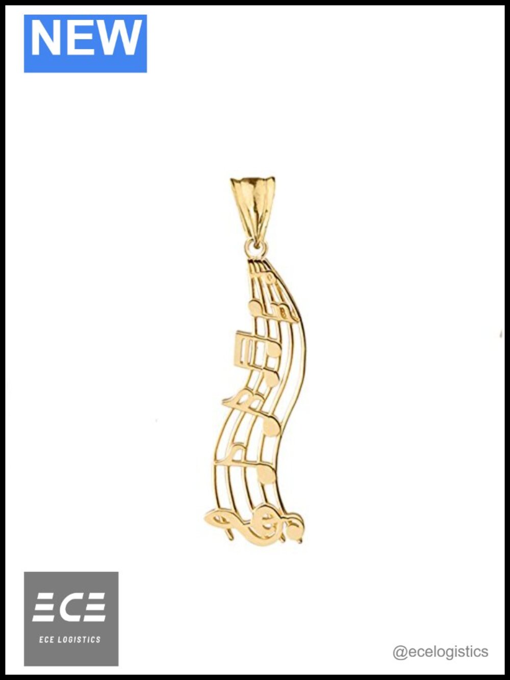 10k Yellow Gold Musical Notes Charm Pendant Fine Jewelry